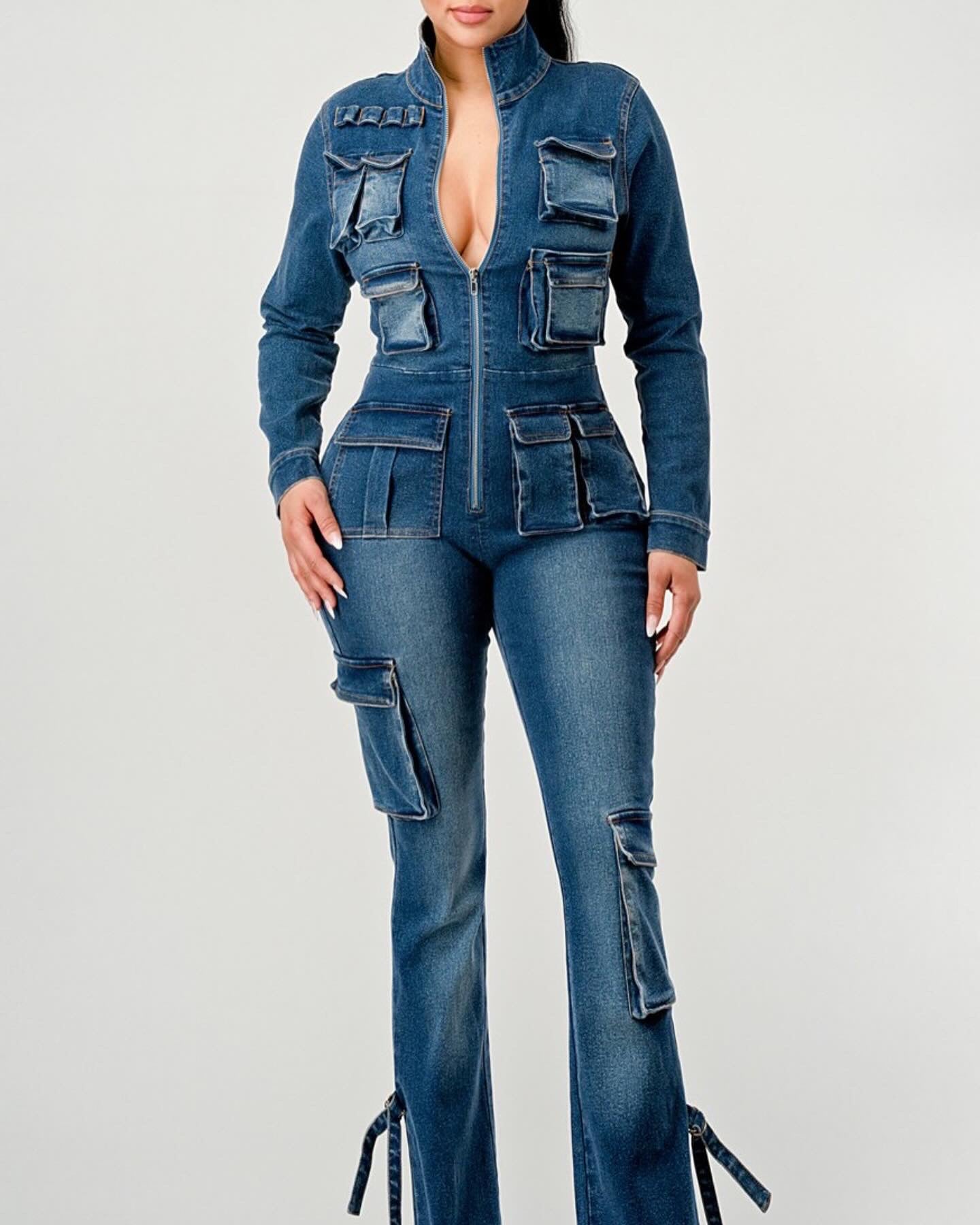 Unload the Cargo Denim Jumpsuit