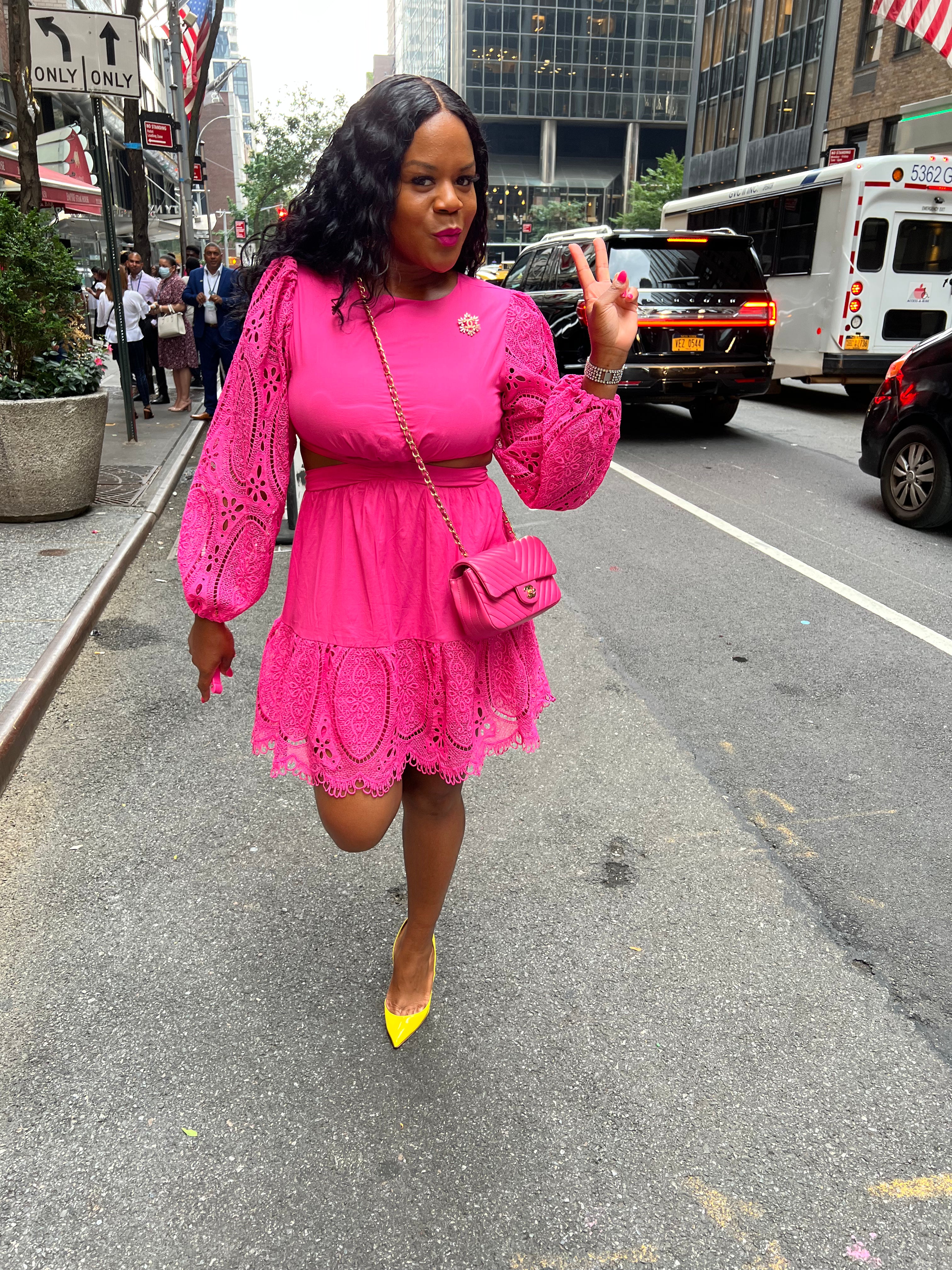 Fabulous Pink Pleasures Lace Dress Cloved in Ivy Boutique